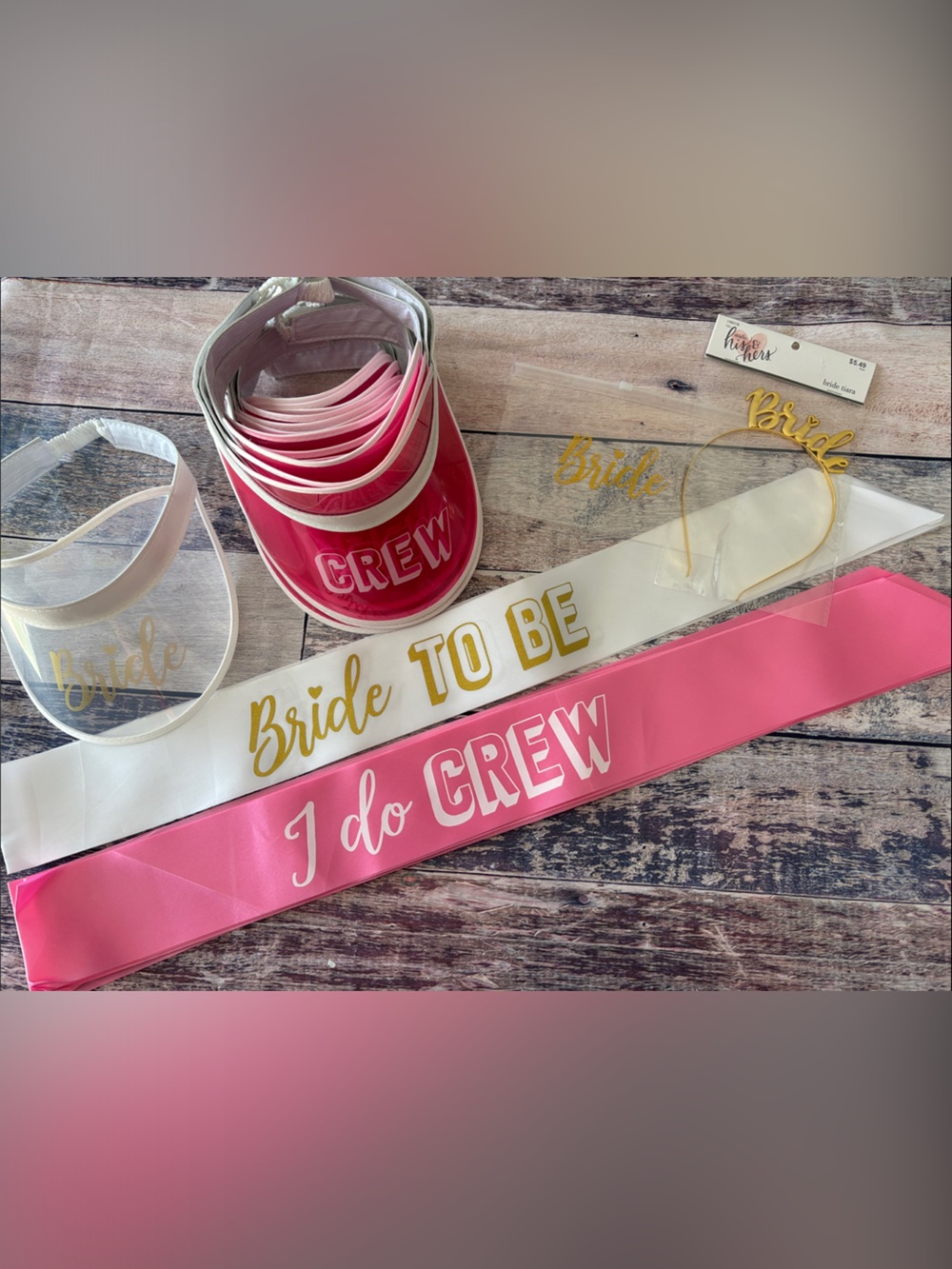 Bachelorette Party Sash (8 Crew) and Visor Set (1 Bride / 12 Crew)